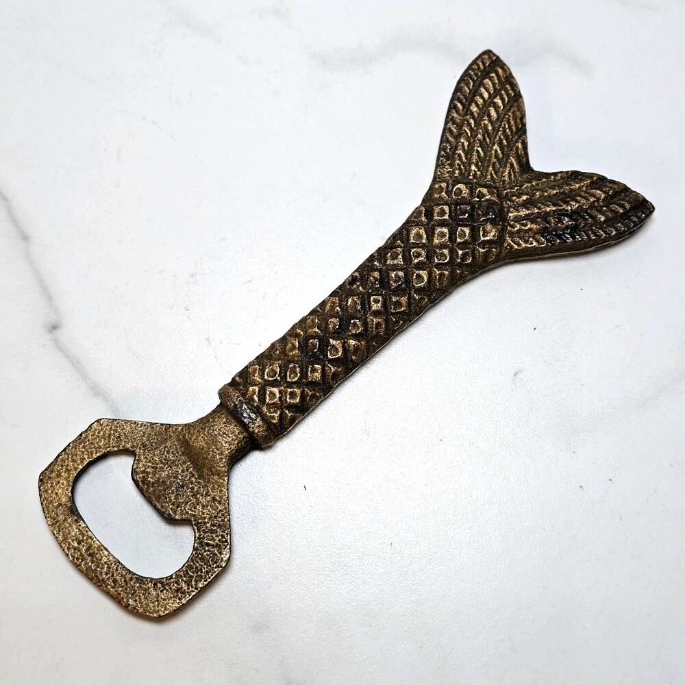 6 Mermaid Tail Bottle Opener - Handmade Rustic Fish Tail in Heavy Duty Metal